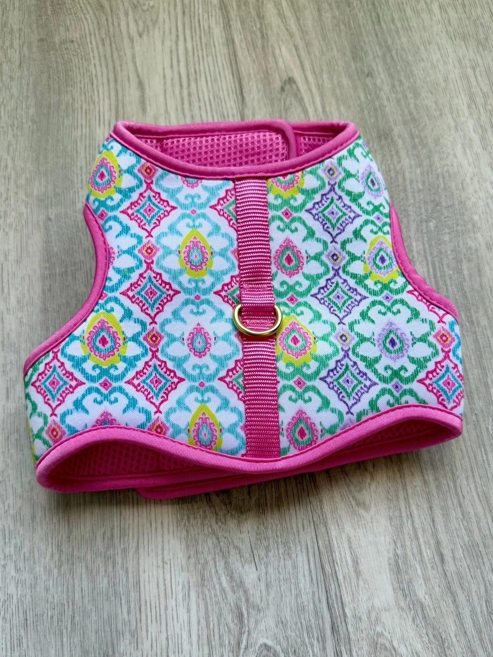 Small Dog - Bright Pink Patterned No-Pull Pet Harness with D-Ring - size XS